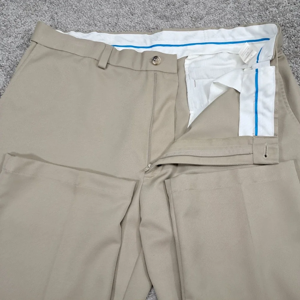 Haggar Mens Tan Dress Slacks Flat Front Straight Leg Khaki Pants 36x31 (38x29)